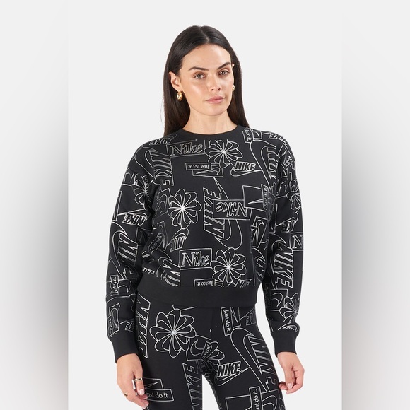 Nike Icon Clash Crew Super Soft Sweatshirt Black & Silver XL - Picture 1 of 13